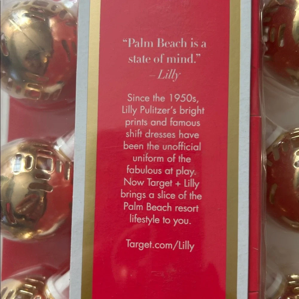 Lilly Pulitzer Indoor Outdoor Orb String Lights in Gold New